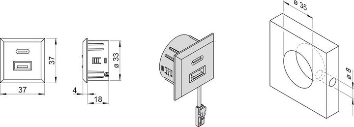 Image du produit L&S USB-C/A Einbau-Doppelsteckdose