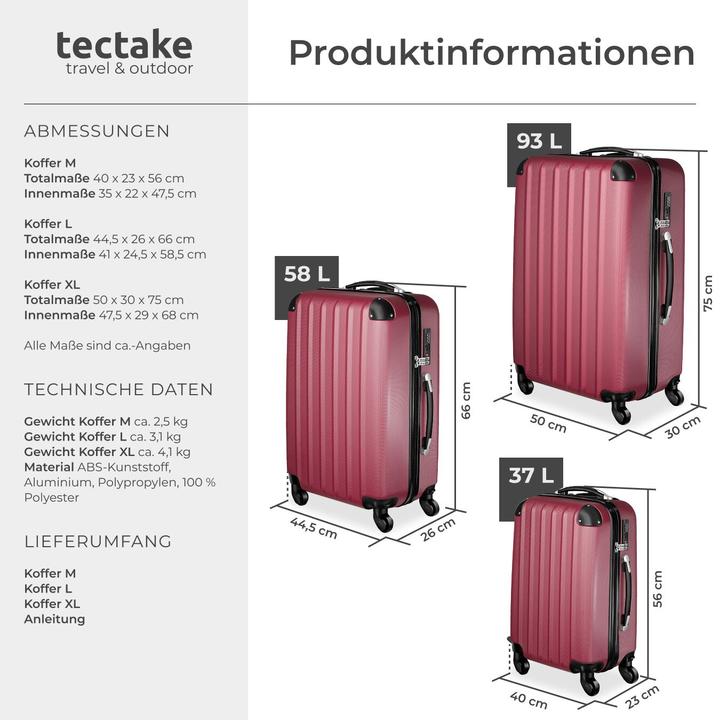 Produktbild tectake Hartschalenkofferset (95 l)