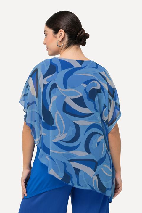 Immagine prodotto Ulla Popken Tunica con mantella in chiffon, scollo a girocollo e mezze maniche (58)