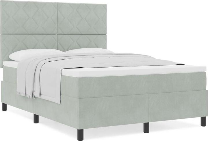 Image du produit VidaXL Lit boxspring avec matelas gris clair 140x200 cm velours (140 x 200)
