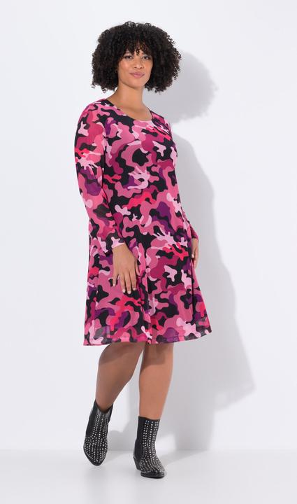 Actual product image Angel of Style Long-sleeve camouflage gathered mesh dress (52)