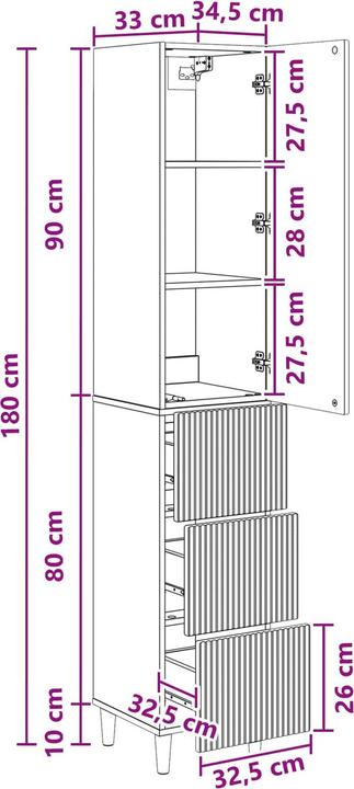 Produktbild vidaXL Möbelset (33 x 34.50 x 90 cm)
