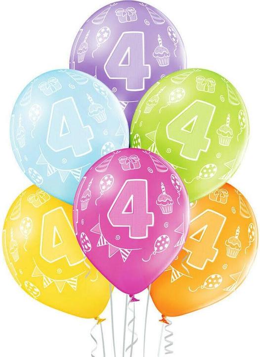 Amscan Balloons, 6 pieces, assorted, number 4 (6x)