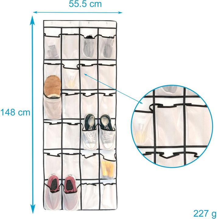 Image du produit Intirilife Organisateur de chaussures à suspendre avec 24 compartiments (55.5 x 2 x 148 cm)