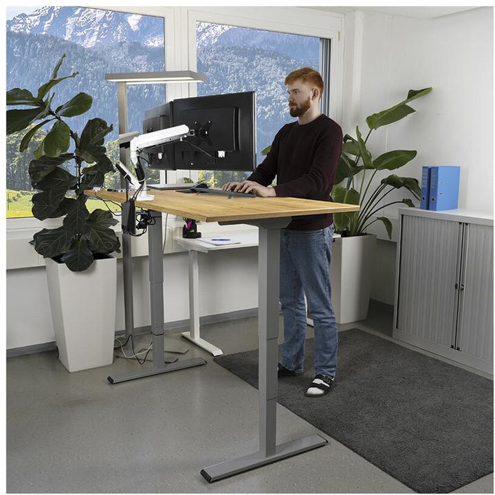 Immagine prodotto Contini höhenverstellbarer Bürotisch 1.4x0.8m Eiche / Gestell ET225E dunkelgrau