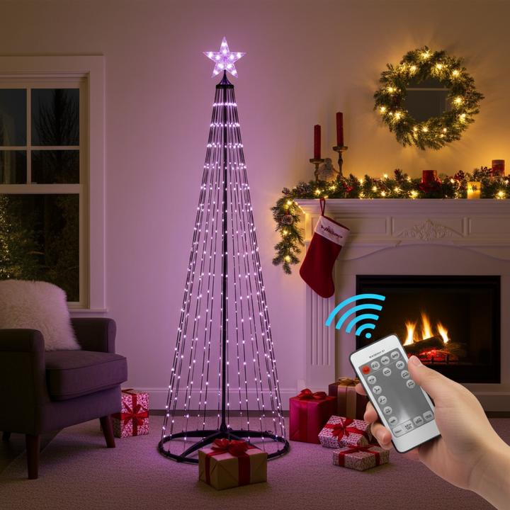 Produktbild H & S Collection LED-Weihnachtsbaum Kegelform, mehrfarbig 370 LEDs. 210 cm