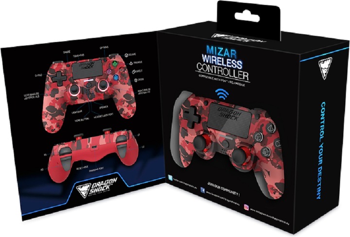 Image du produit DragonShock Controller Miraz Wireless rouge camo PS4 (PS4)