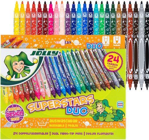 Jolly Superstar DUO Feutre de coloriage Une pointe épaisse et une pointe fine Stylo feutre de haute (24 x)