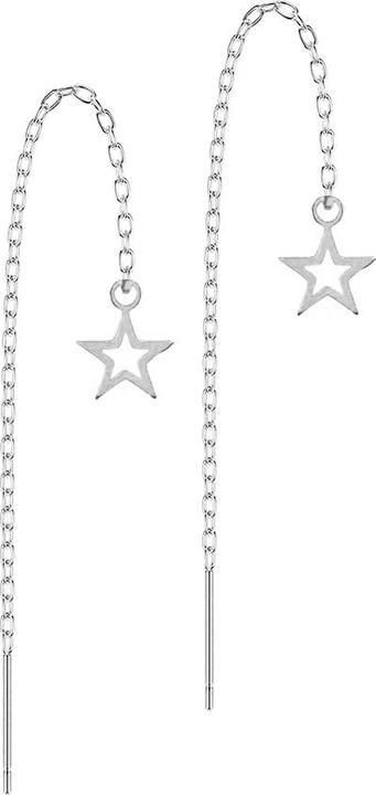 Produktbild Star Piercing Ohrstecker silber freifallende Kette Stern (ohne Messing, Chirurgenstahl 316L)