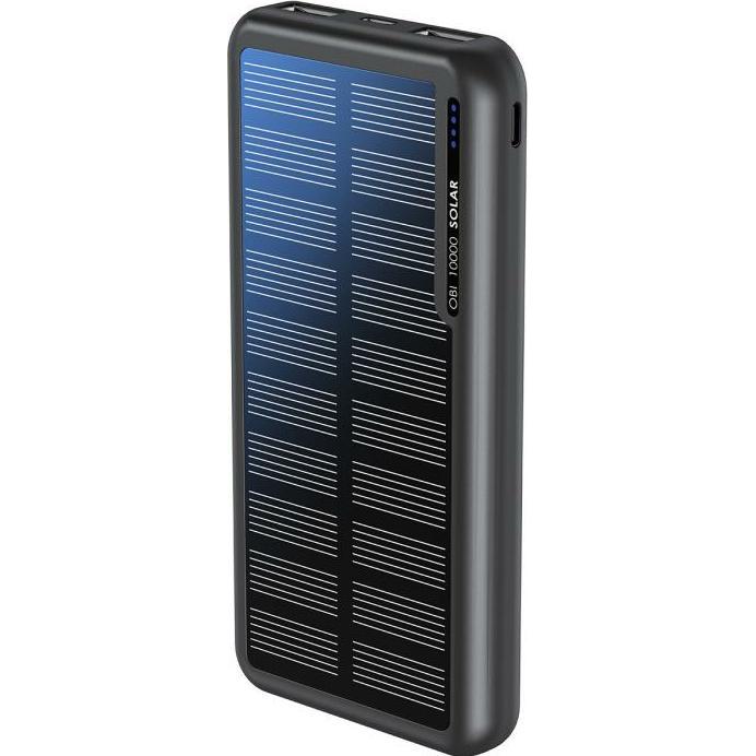 Boompods Obi 10,000mAh Solar Powerbank - Black (10000 mAh), Powerbank, Schwarz