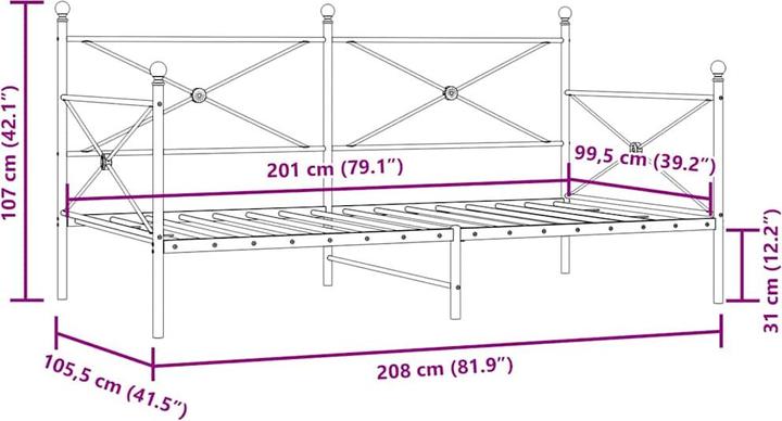 Produktbild vidaXL ausziehbares Tagesbett (100 x 200 cm)