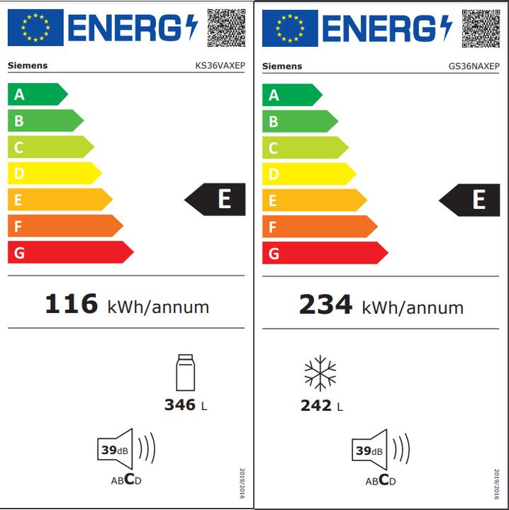 Energie-Label Siemens KA95NAXEP Side-by-Side (588 l)