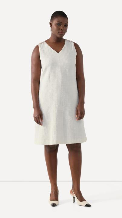 Produktbild Ulla Popken Bouclé-Kleid, A-Linie, V-Ausschnitt, ärmellos, Taschen (42, 44)