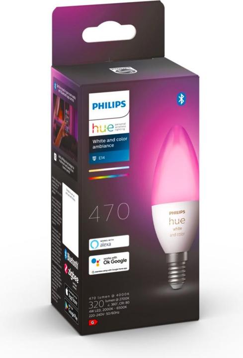 Immagine prodotto Philips Hue Tonalità Bianco & Colore BT (E14, 5.30 W, 470 lm, 1 x, G)
