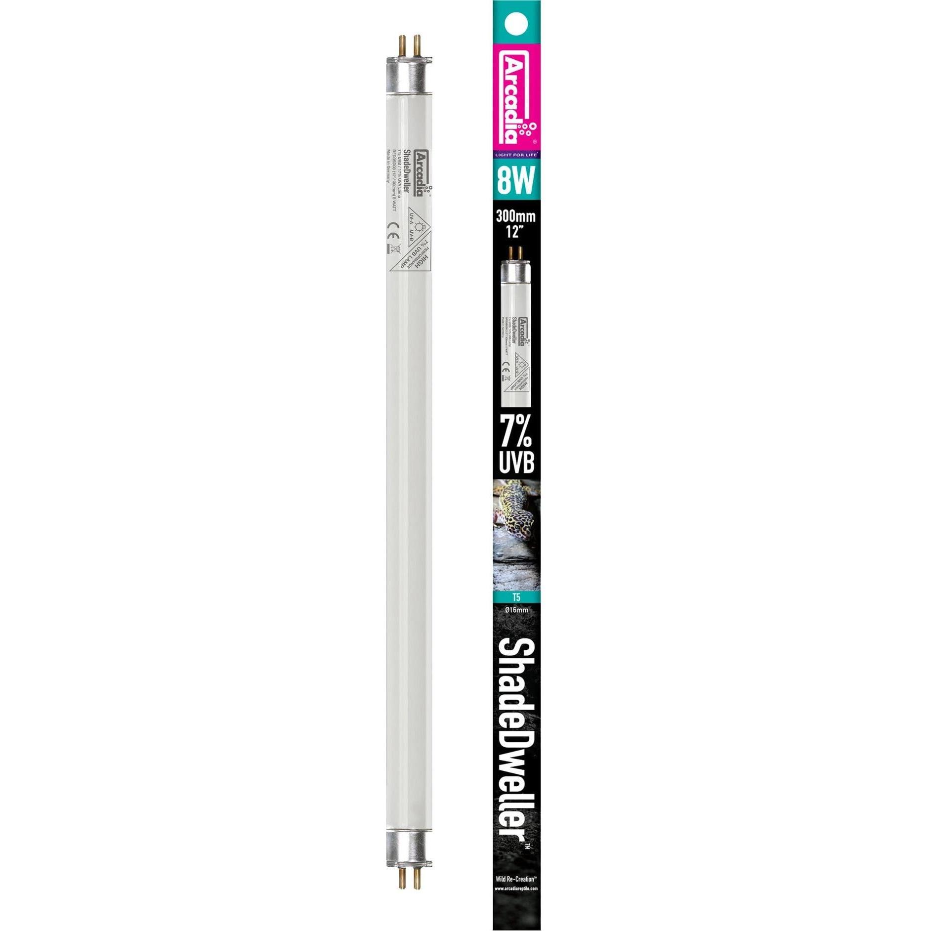 Comparer les prix de Arcadia Shade Dweller 7% UVB T5 8W, 300mm/16mm (UVA, UVB), Éclairage pour terrarium