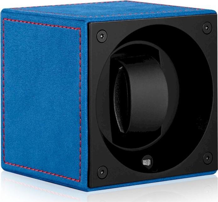 SwissKubik Uhrenbeweger Velour Passion Masterbox - Blau/Rote Ziernaht (1x)