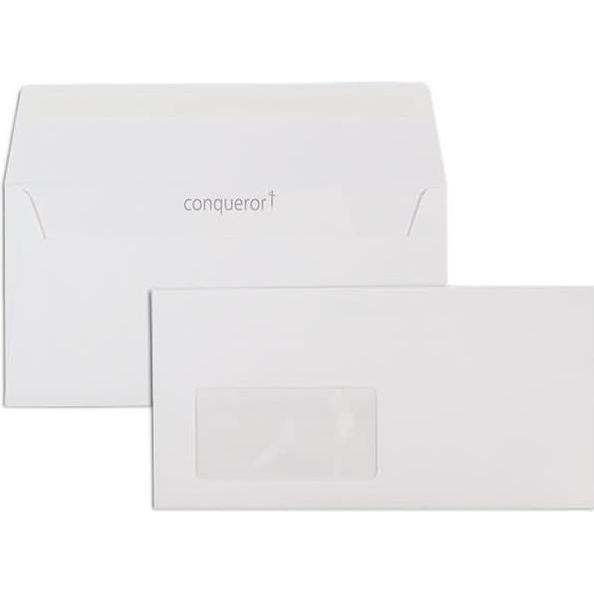 Blanke, Briefumschlag, Briefumschläge Conqueror Smooth CX22 DL 120g/qm HK Fenster VE=500 St. Diam.weiss (110 x 220 mm, 5...