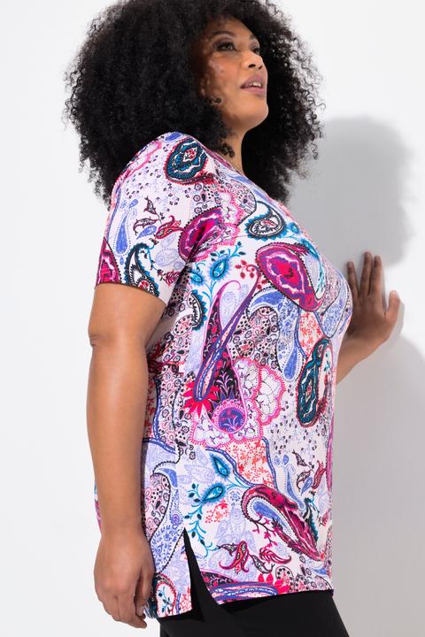Actual product image Ulla Popken Paisley Print Short Sleeve Knit Tunic (62)