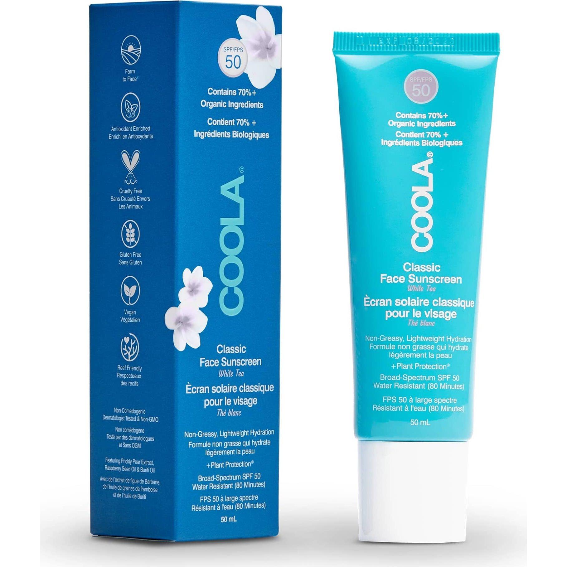 Coola Suncare, Crema solare, Classic Lotion White Tea (Crema solare viso, SPF 50, 50 ml, 50 g)