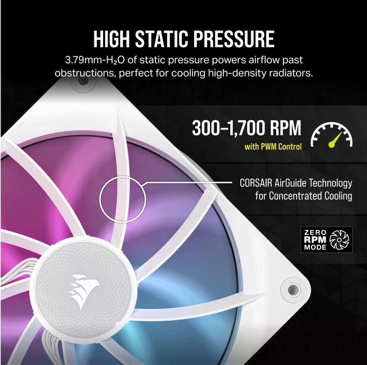 Produktbild Corsair RX RGB Series, iCUE LINK RX140 RGB White, 140mm RGB Fan, Single Fan (140 mm, 1 x)