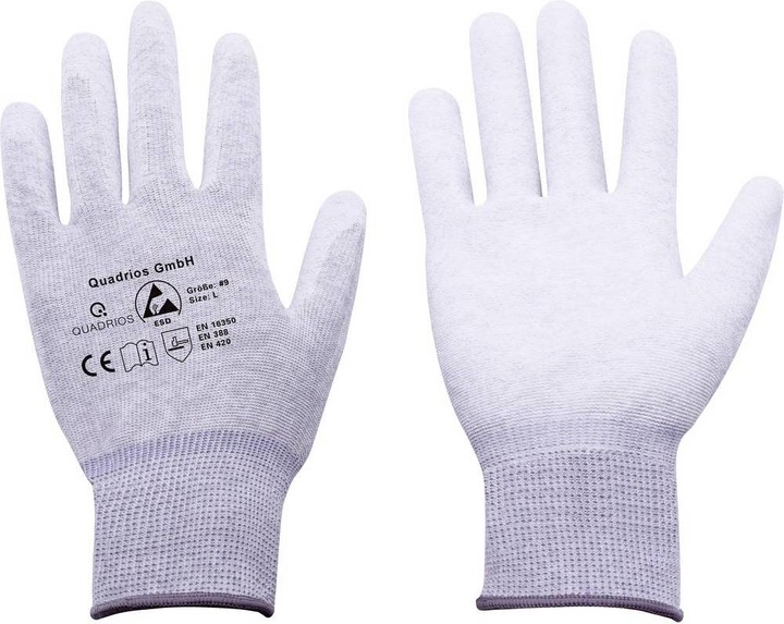 Produktbild Quadrios ESD-Handschuh Grösse: L Polyamid, Polyurethan (L)