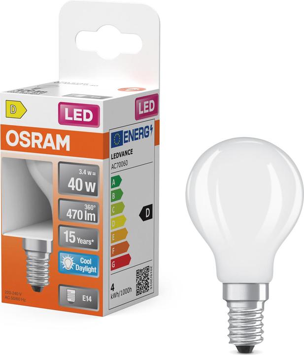 Image du produit Osram LED Leuchtmittel LED Retrofit CLASSIC P 3.4W 865 Frosted E14 Kaltweiss 4099854468193 (E14, 470 lm, 6x)