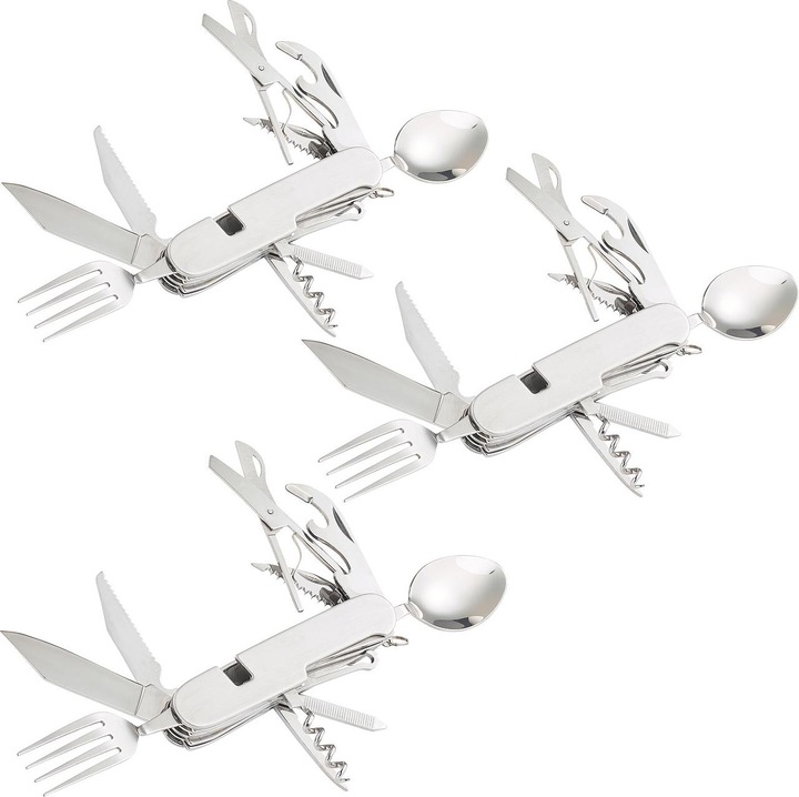 Produktbild Semptec 3er-Set 14in1-Edelstahl-Klappbestecke und Taschenmesser