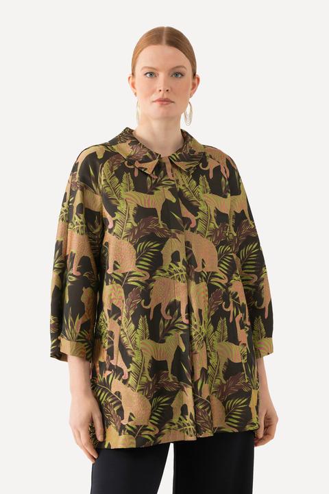 Produktbild Ulla Popken Jacke, Jacquardmuster, Hemdkragen, Druckknöpfe (56)
