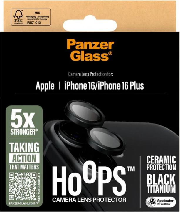 Immagine prodotto PanzerGlass Protezione dell'obiettivo della fotocamera Hoops (1 Pezzo/i, Apple iPhone 16 Plus, Apple iPhone 16)