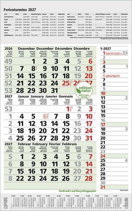 Produktbild 3-Monats-PlanerCombiRecyclingpapier2027