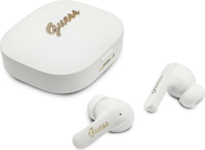 Guess Earphone TWS Script Metal Logo white (6 h, Wireless)