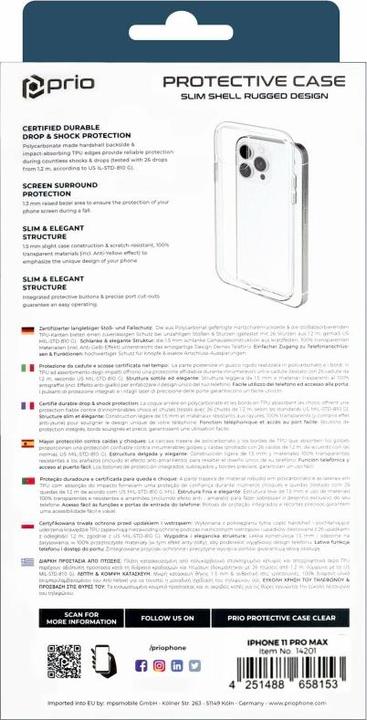 Image du produit prio Étui de protection pour iPhone 11 Pro Max (6,5 pouces) clair (Apple iPhone 11 Pro Max)