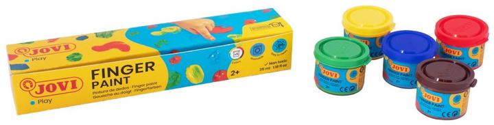 Produktbild Jovi Fingerfarbe VE=5 Farben a 35ml (Gelb, Grün, Blau, Rot, Braun, 35 ml)