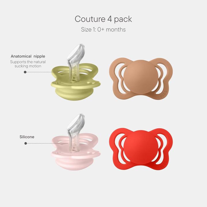 Produktbild Bibs 4er-Pack Schnuller, kiefergerecht, BPA-frei, Grösse 1 (4 x, bis 6 Monate)