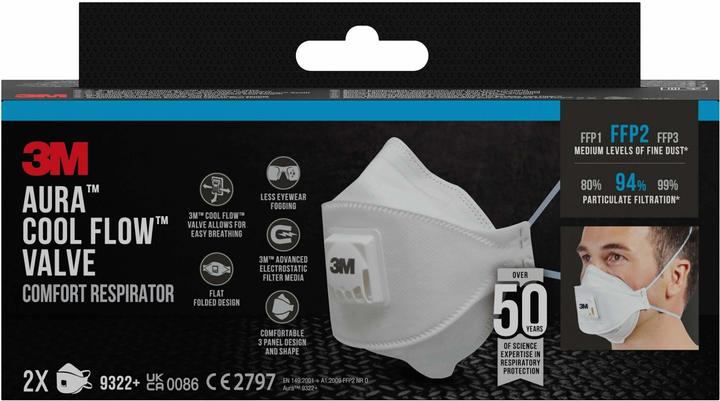 Produktbild 3M Atemschutzmaske Aura 9322+C2 (FFP2, 2 x)