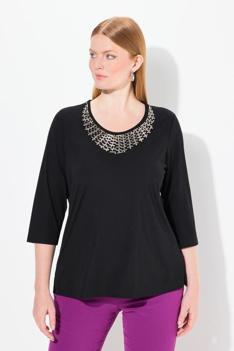Produktbild Ulla Popken Shirt, Collier-Verzierung, Classic, Rundhals, 3/4-Arm (42, 44)