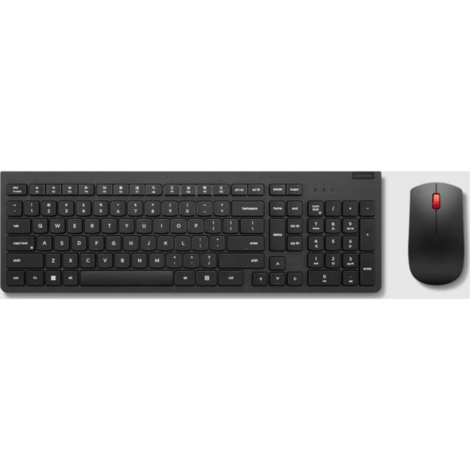 Lenovo Essential Wireless Combo Keyboard & Mouse Gen2 Black US Euro 103P (US, Kabellos), Tastatur, S
