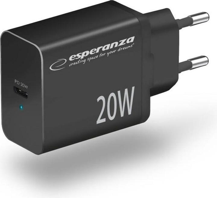 Image du produit Esperanza EZC104K Chargeur secteur 20W noir (20 W, 1 portion)