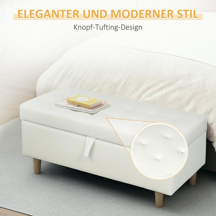 Image du produit Homcom Sitzbank Polyester, Schaumstoff Cremeweiss (50 cm)