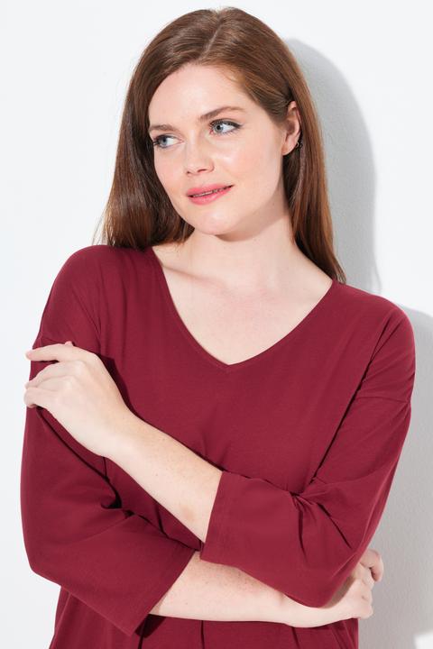 Produktbild Ulla Popken Pyjamashirt, V-Ausschnitt, 3/4-Arm (42, 44)