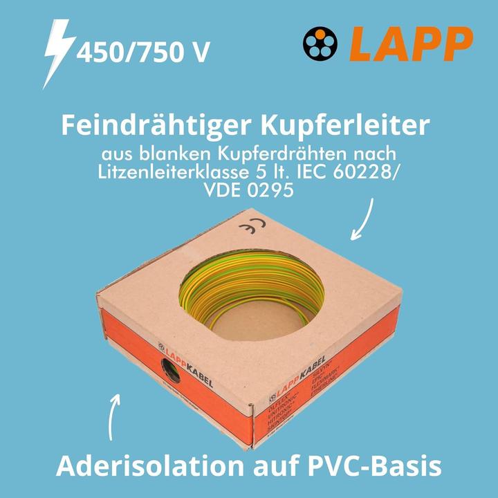 Image du produit Lapp Toron H07V-K 1 x 6 mm² Vert-Ge (100 m)