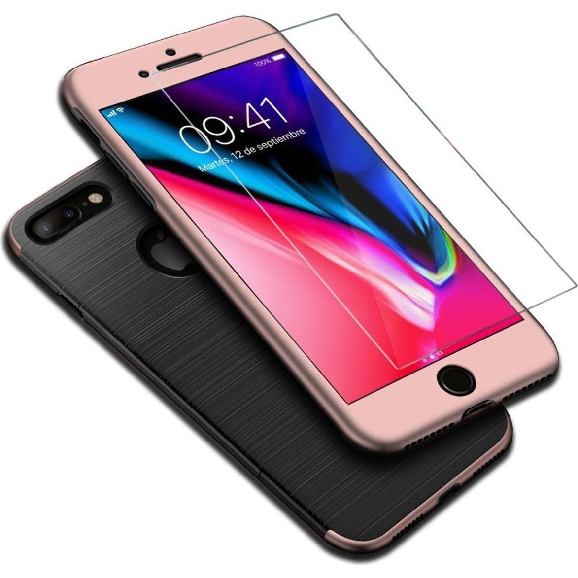 König Design Handyhülle Apple iPhone 8 Plus Full Cover Carbon Case Schutz Bumper Etuis Pink (Apple iPhone 8 Plus), Smart...