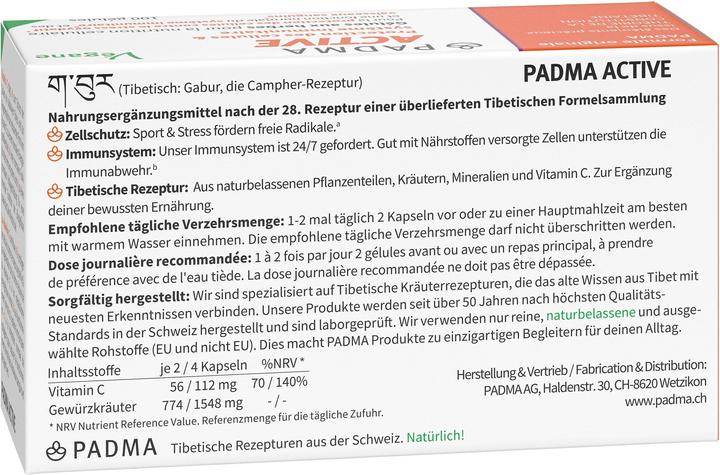 Nährwerte und Zutaten Padma 28 active (100 Stück, Kapseln, 87 g)