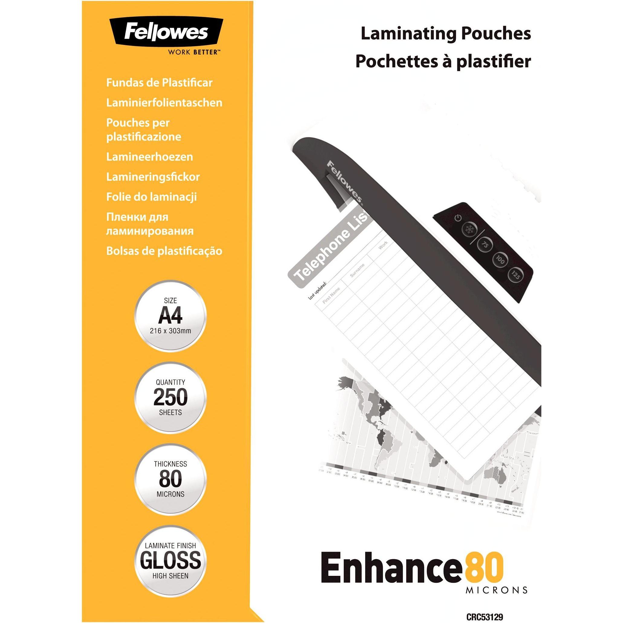 Fellowes, Laminierfolie, Enhance 80 (A4, 250 Stück, 80 µm)