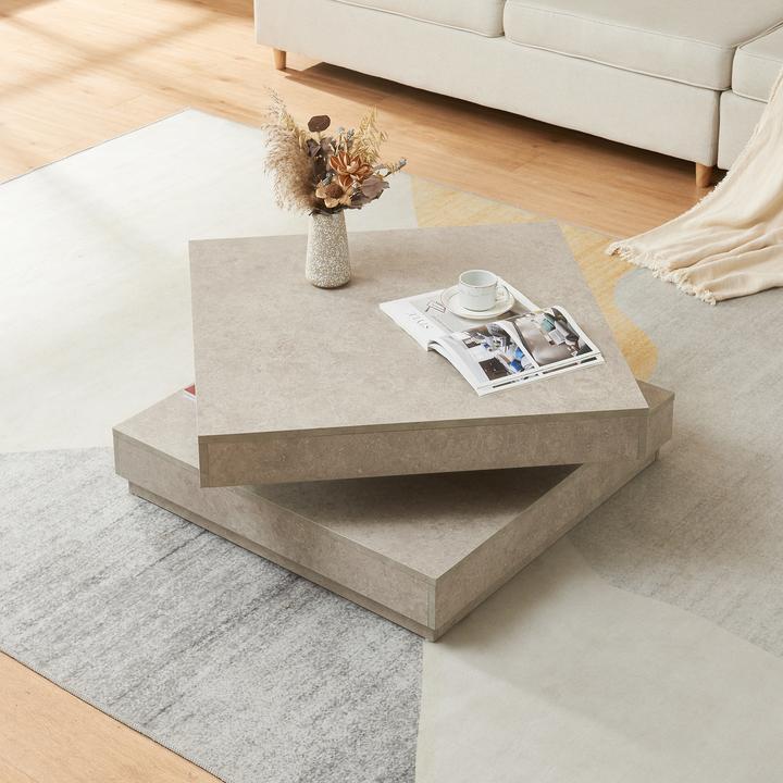 Produktbild En.Casa Couchtisch Florenz 76x76x38 cm Betonoptik, hell (76 x 76 x 38 cm)