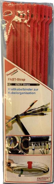 Actual product image Fastech ETK-7-2 Strap, red, 7x200mm (Velcro cable ties, 200 mm, 10 pcs.)