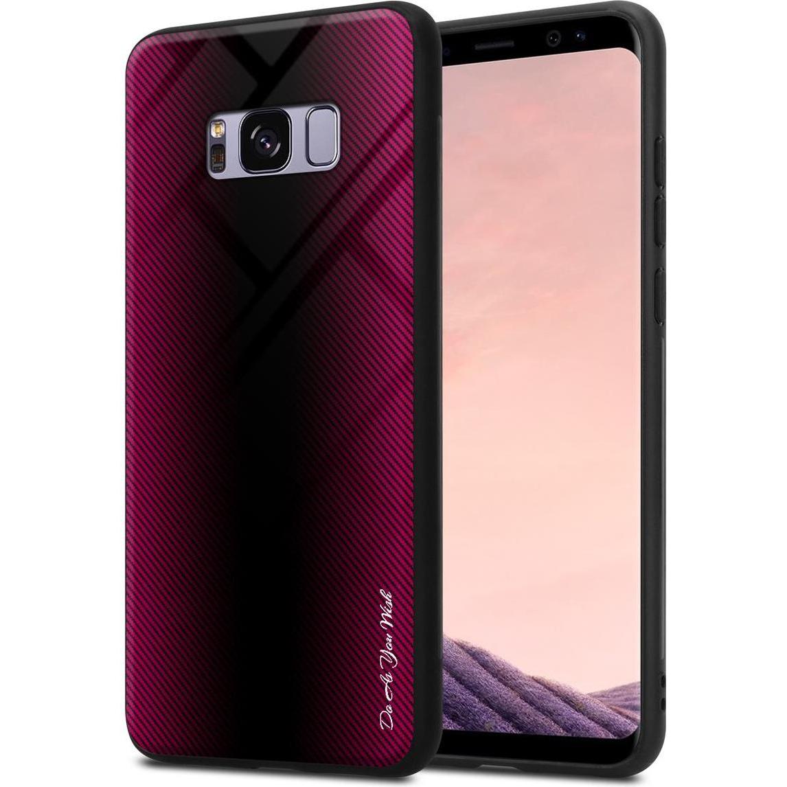 Cadorabo TPU Gestreiftes Glas Cover (Samsung Galaxy S8+), Smartphone Hülle, Pink