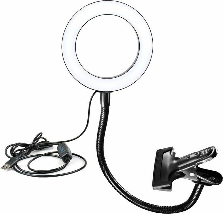 Image du produit Improovv Lampe annulaire LED 16cm, avec support de serrage et télécommande à fil (Éclairage annulaire)