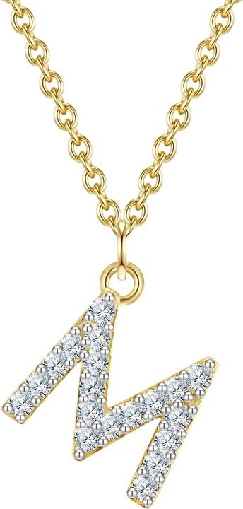Actual product image Glanzstücke München Ladies letter M sterling silver cubic zirconia yellow gold 45.0 cm base chain + 5.0 cm extension - (Sterling Silver, 40 - 45 cm)