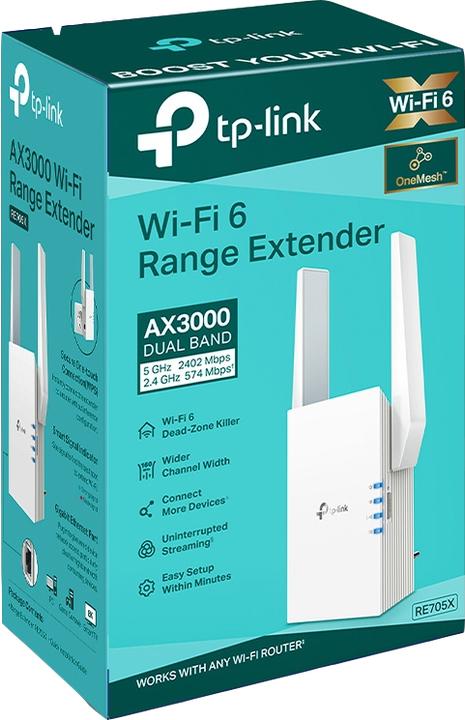 Produktbild TP-Link RE705X - Wi-Fi 6 Reichweitenverlängerer (2402 Mbit/s, 574 Mbit/s)
